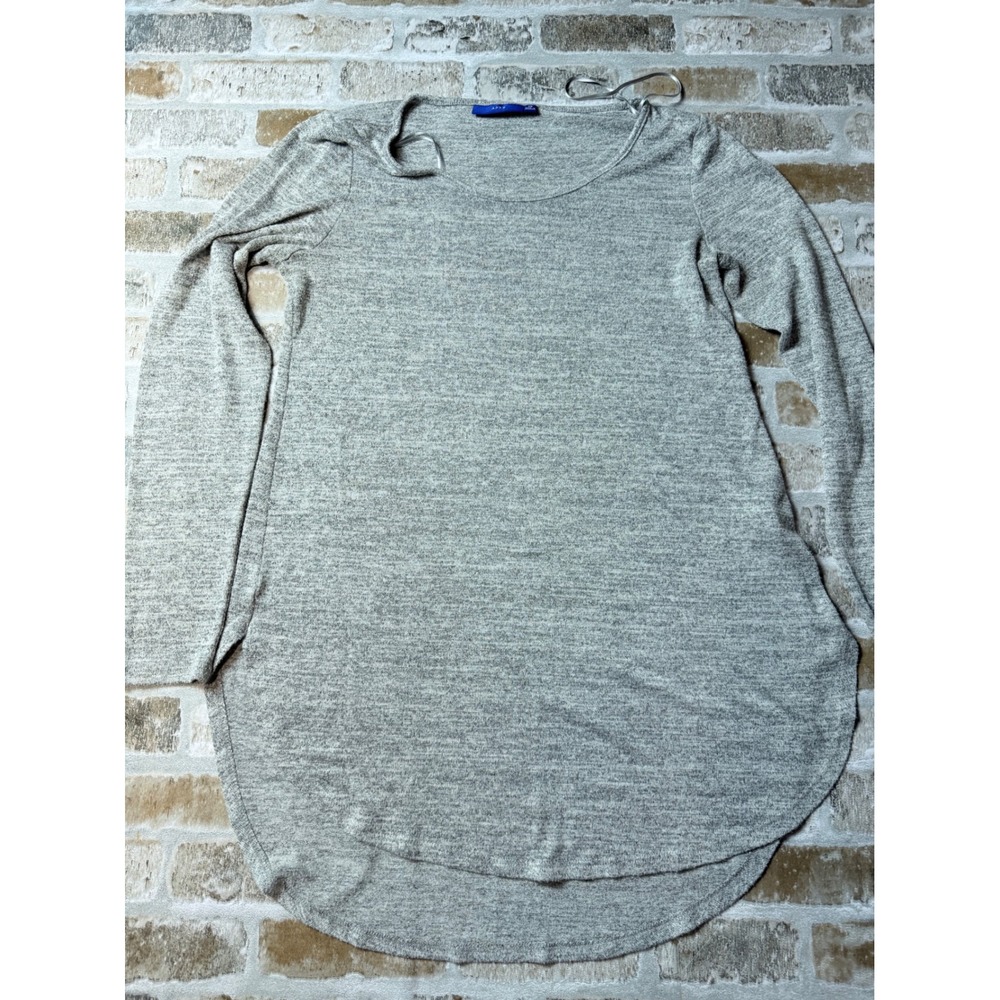 Apt. 9 Womens XS Gray Heathered Knit Long Sleeve High Low Tunic Scoop Neck Top
